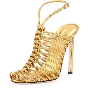 Gucci Gold Cage Strappy Sandals